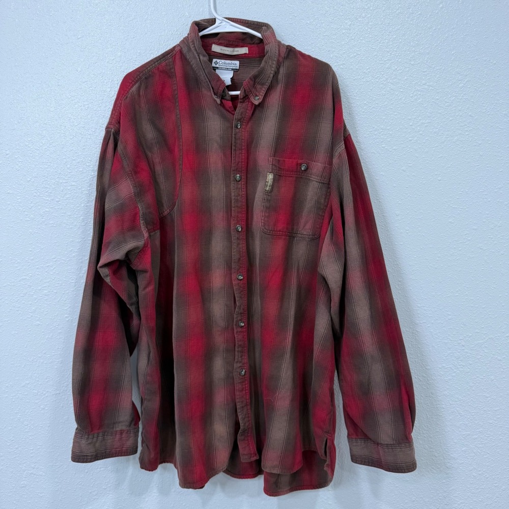 Columbia River‎ Lodge Mens 4XT Red Brown Plaid Flannel Button Down Shirt